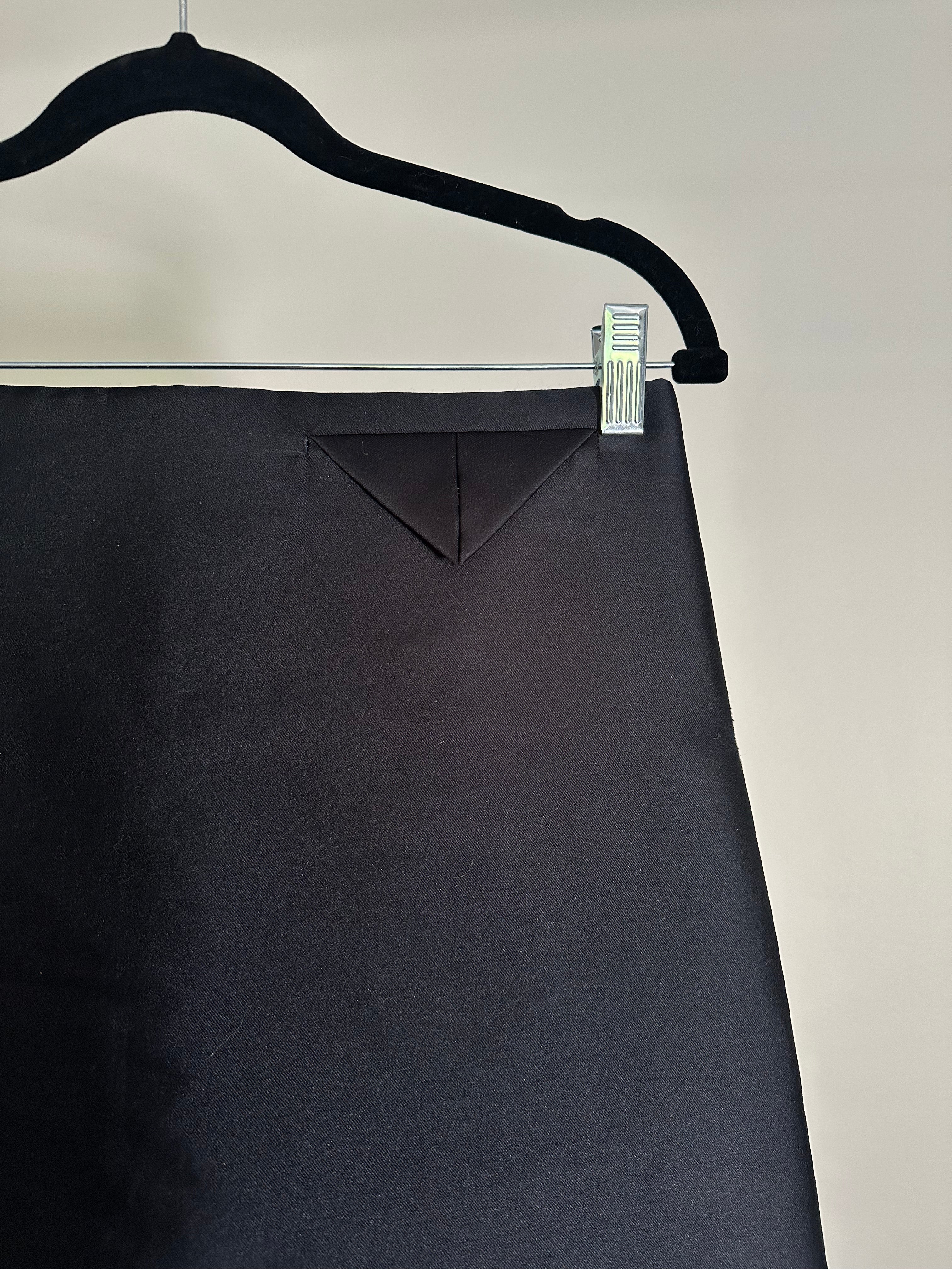 Bottega Veneta Sculpted Navy Satin Skirt