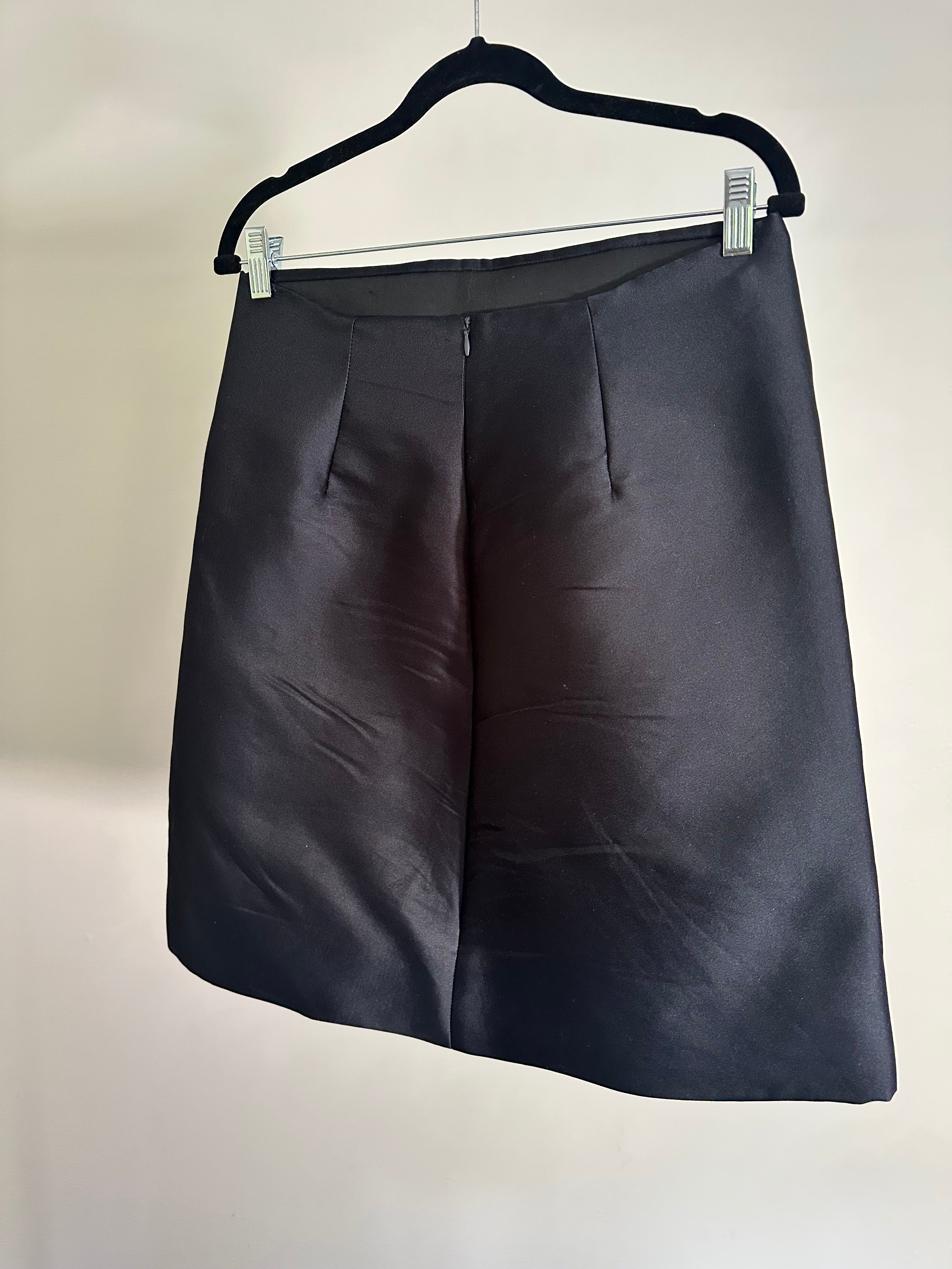 Bottega Veneta Sculpted Navy Satin Skirt