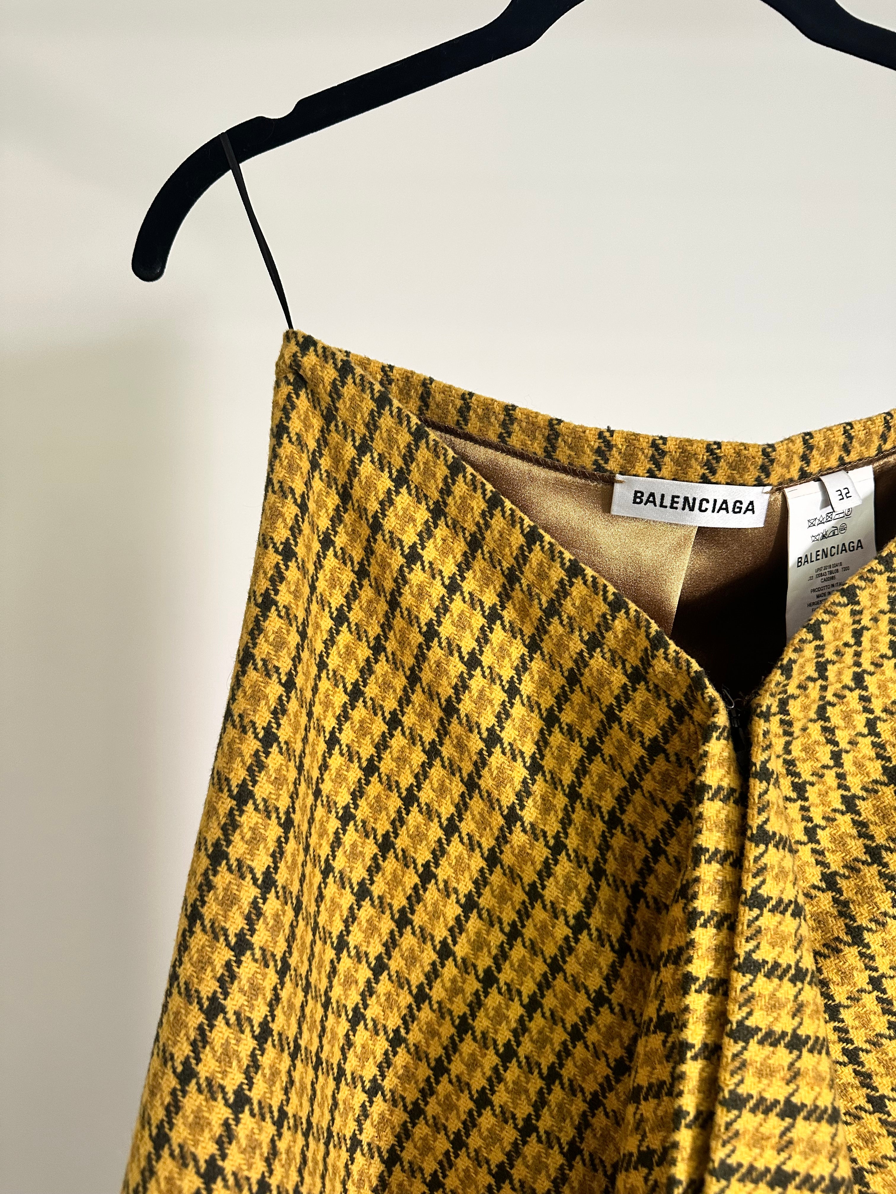 Balenciaga Houndstooth Draped Wrap Skirt