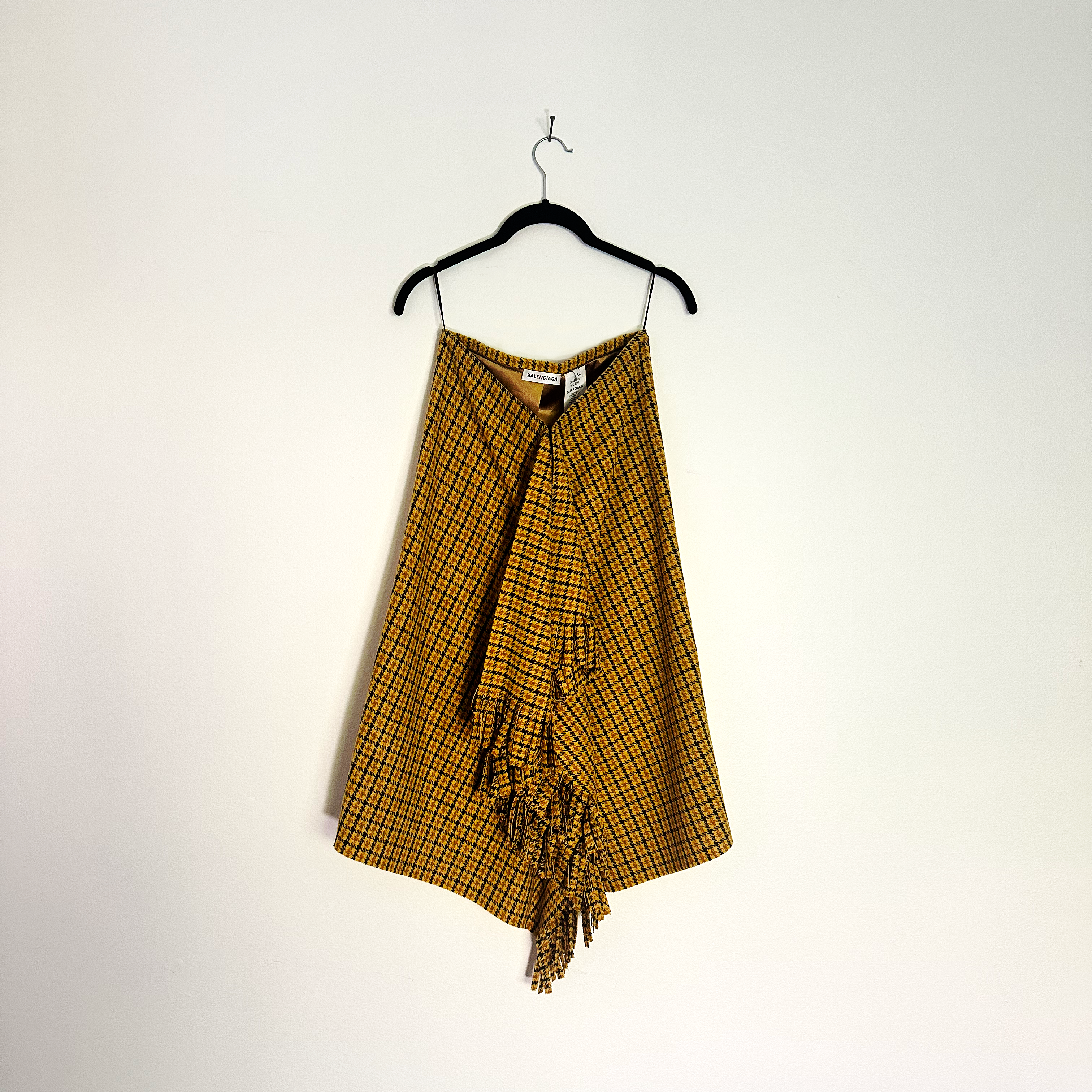 Balenciaga Houndstooth Draped Wrap Skirt