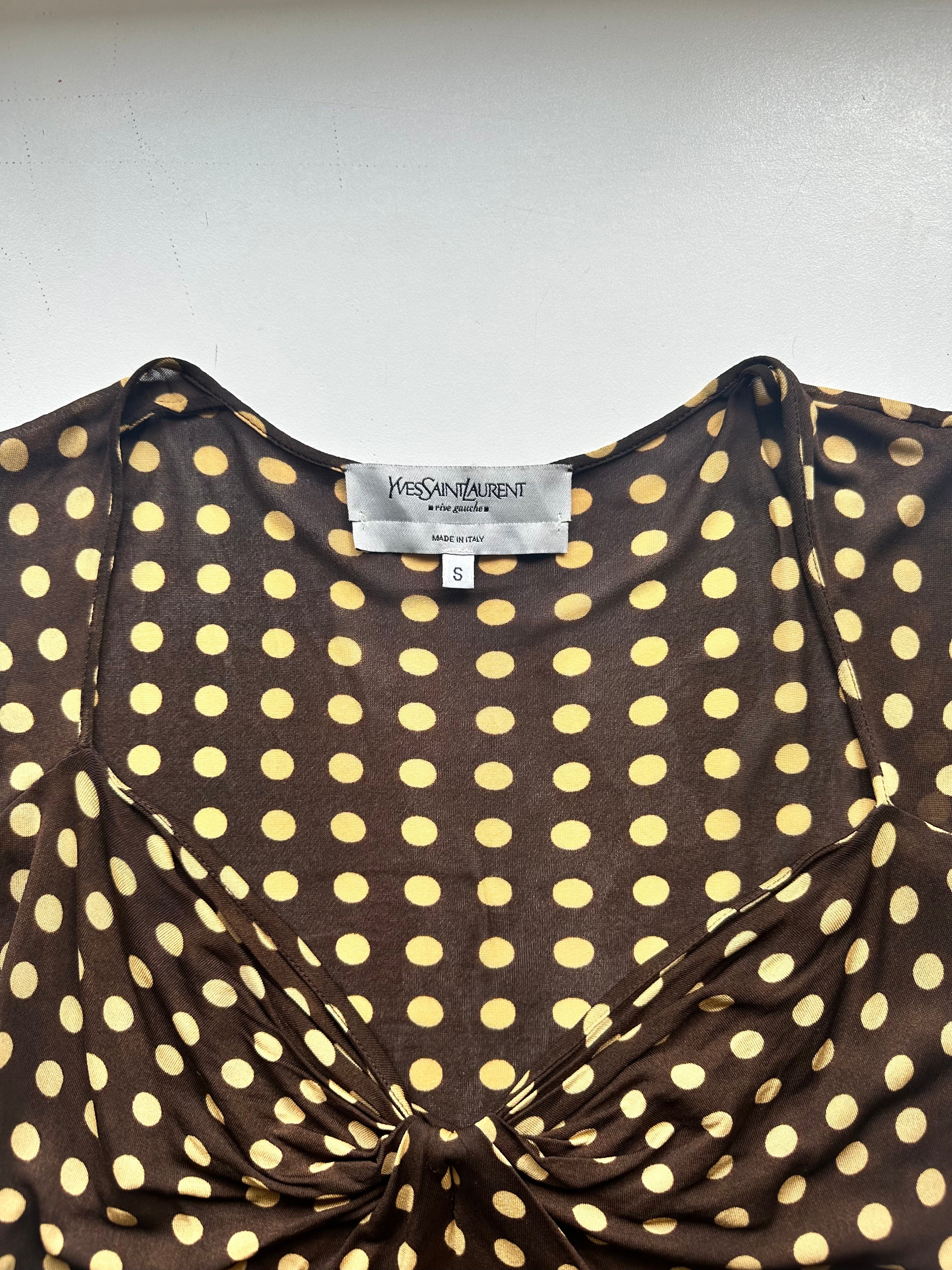 Yves Saint Laurent Rive Gauche — Polka Dot Rayon Blouse, c. 1990s–2000s