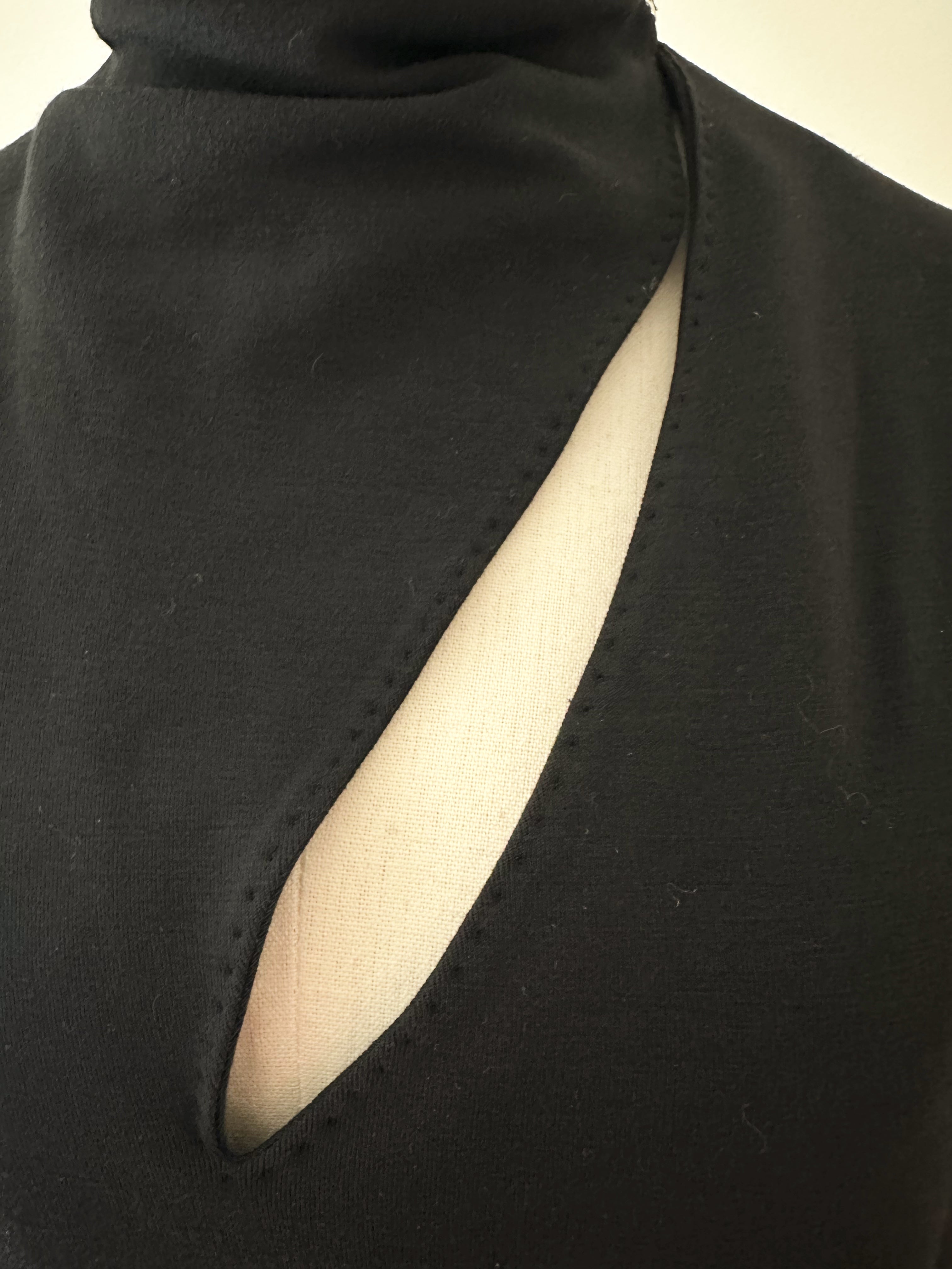 Louis Vuitton keyhole cutout chest detail black viscose wool jersey top 2000s