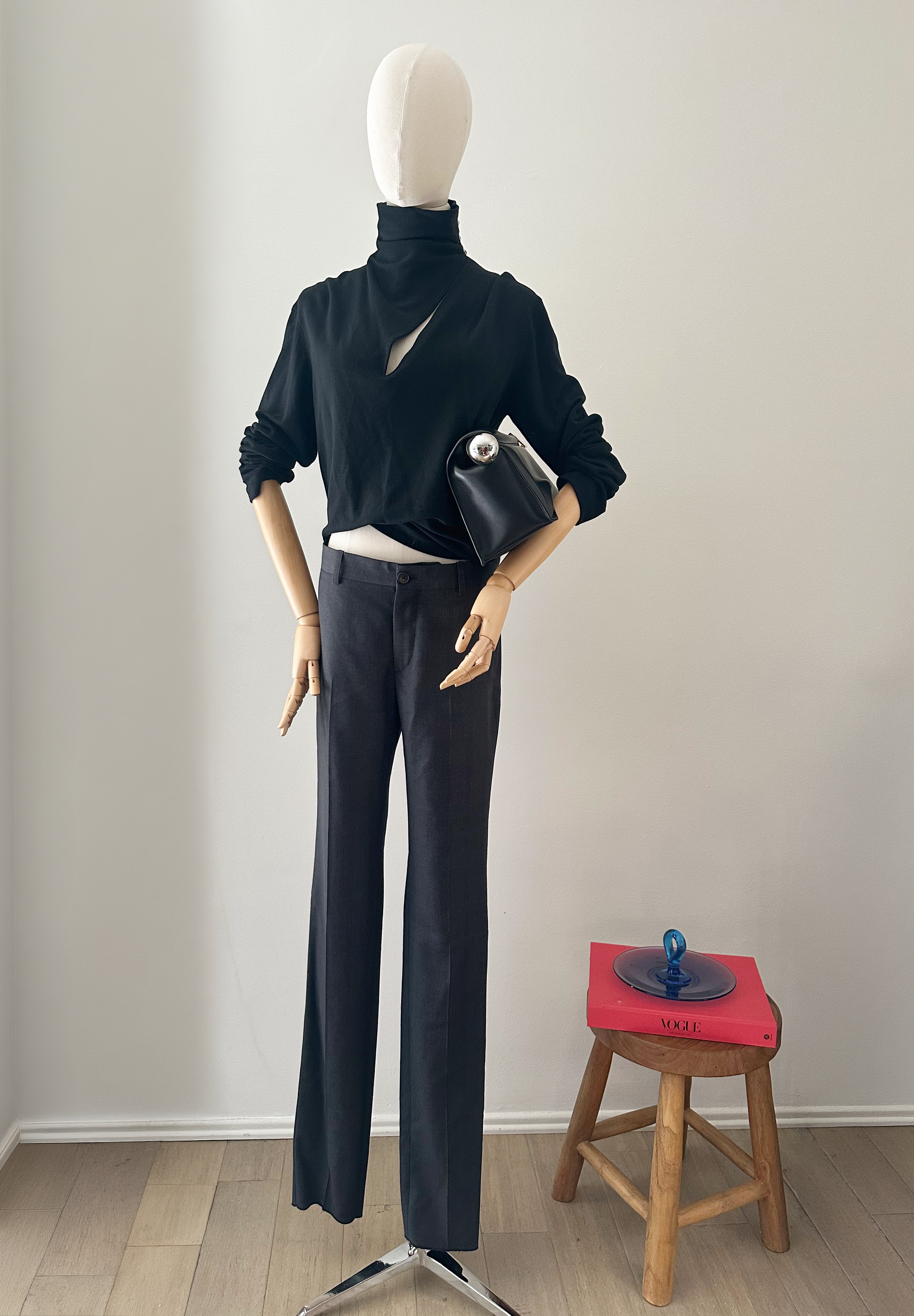 vintage Louis Vuitton black draped cowl neck long sleeve top size 40 archival designer resale
