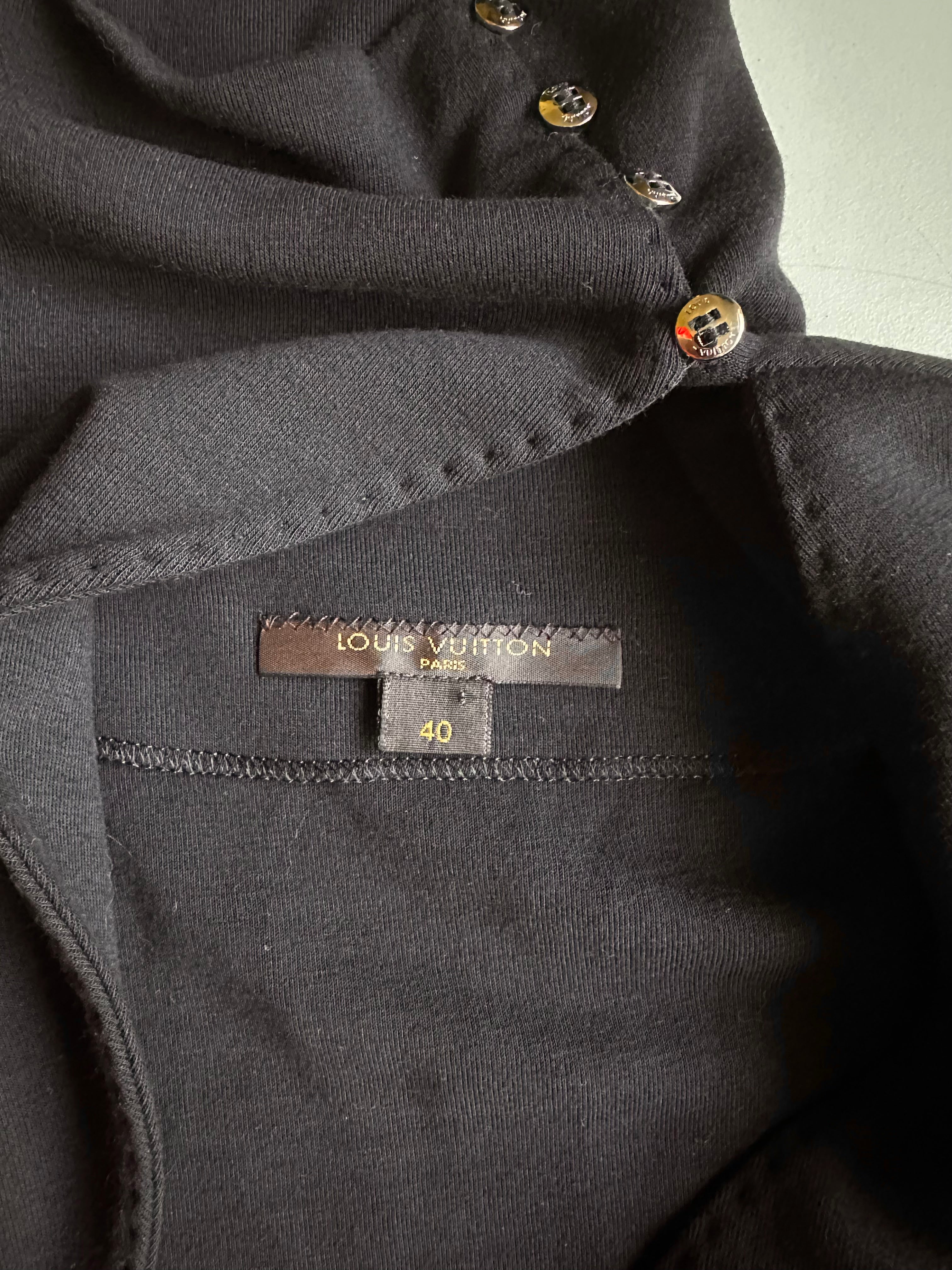 Louis Vuitton archival top close-up fabric texture black jersey vintage luxury resale