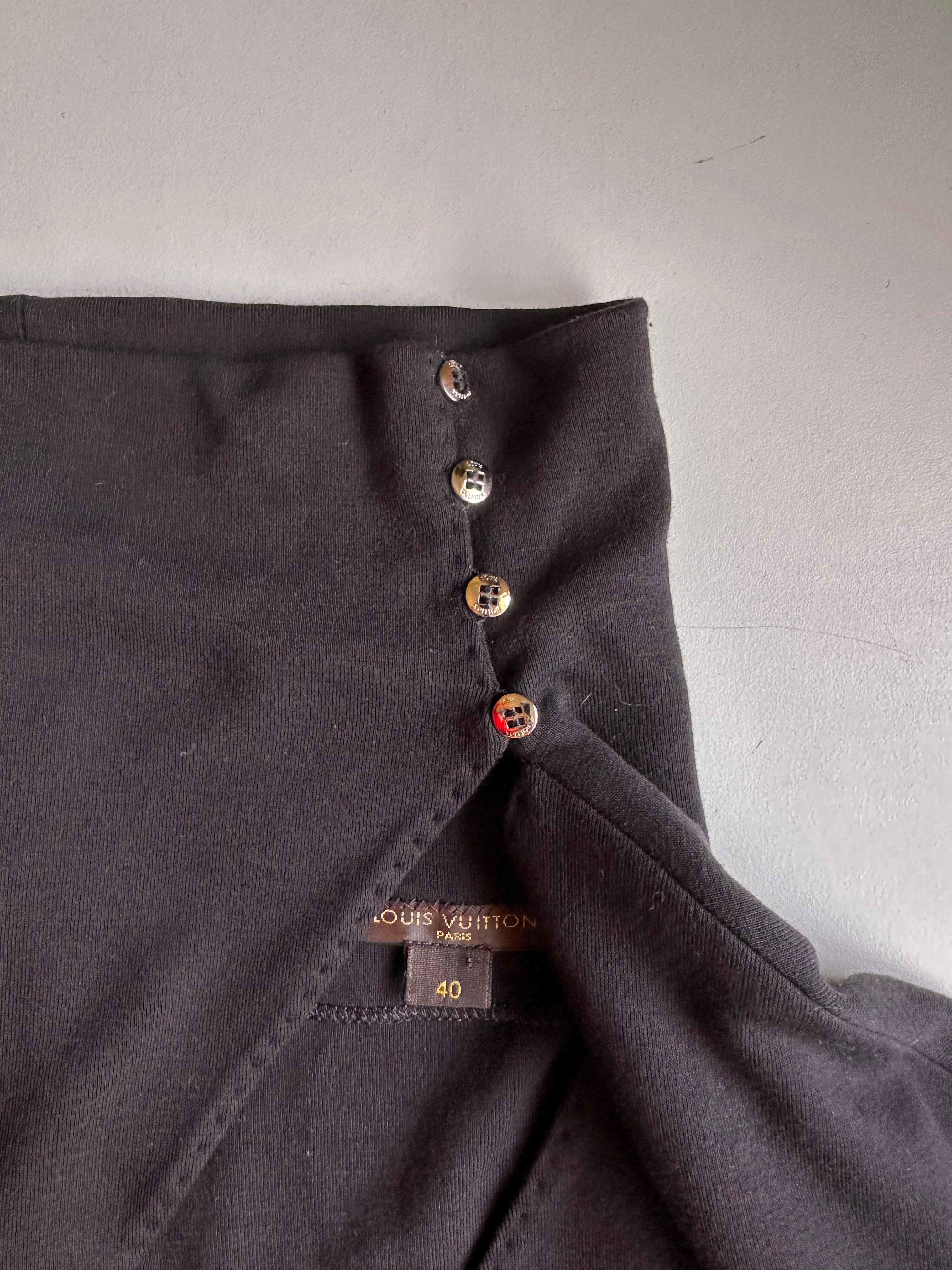 vintage Louis Vuitton draped neckline top back view black viscose wool blend Made in France