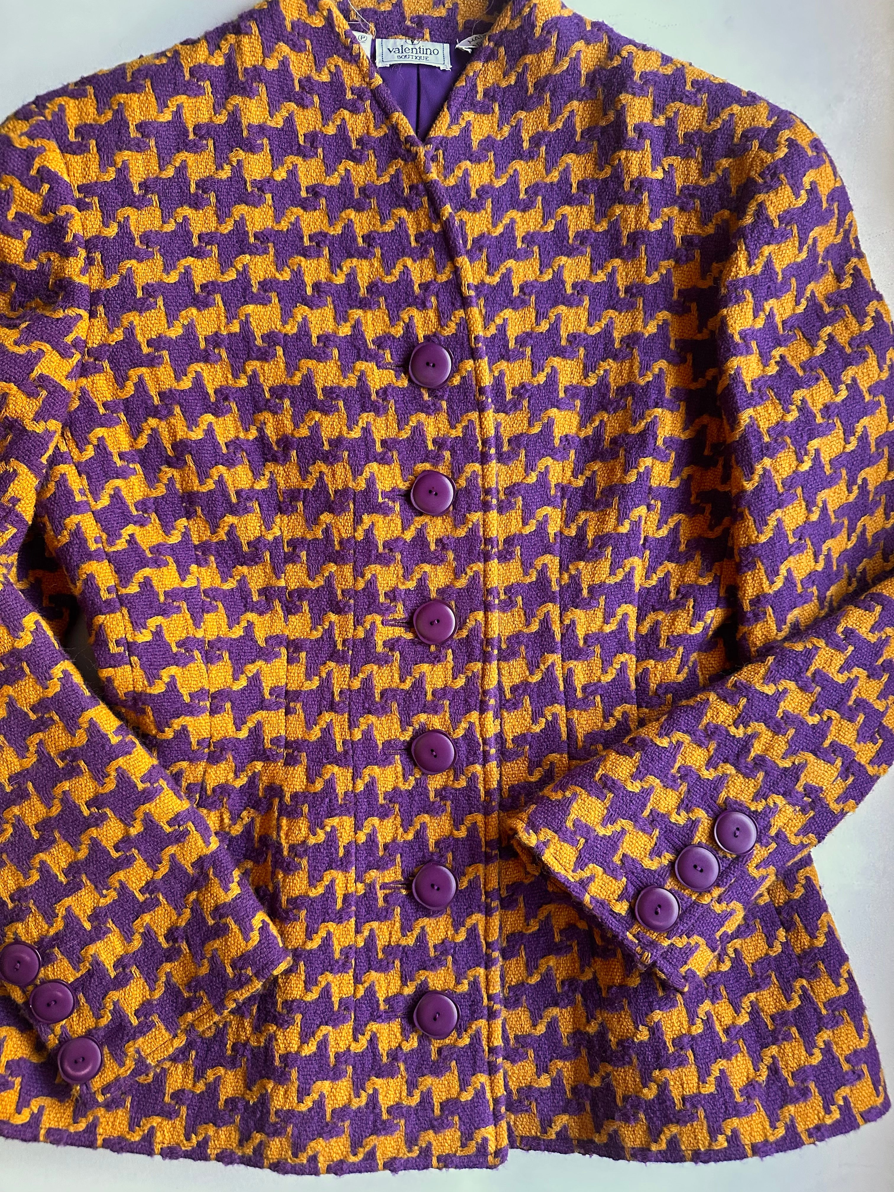 Valentino Boutique houndstooth jacket and skirt set styled on dress form archival vintage luxury